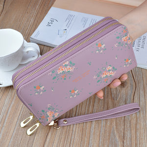 Wristband Phone Purses Women Wallets Splice Female Purse Leather Ladies Long Woman Wallets Big Card Holder Clutch Double Zipper | TageUnlimited