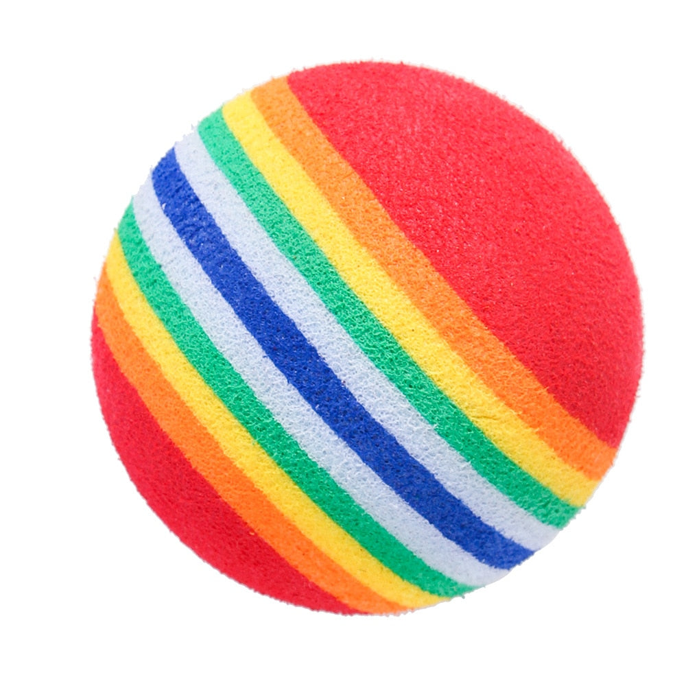 Rainbow EVA Cat Toys Ball Interactive Cat Dog Play Chewing Rattle Scratch EVA Ball Training Balls Pet Toys Supplies | TageUnlimited
