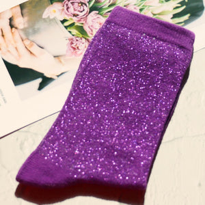 1 pair of gold and silver glitter fashion women's socks summer thin trendy breathable cool socks Korean style personality socks | TageUnlimited