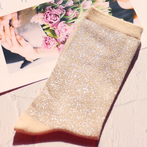 1 pair of gold and silver glitter fashion women's socks summer thin trendy breathable cool socks Korean style personality socks | TageUnlimited