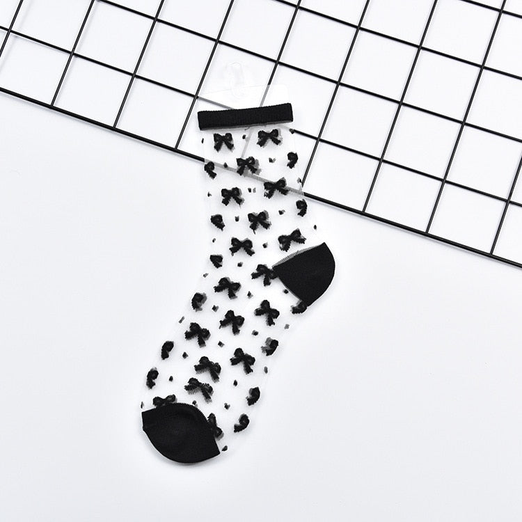 Hipster Harajuku Ankle Ladies Socks Women Fashion Transparent Stripe Short Female Summer Women&#39;s Socks Summer Black White Socks | TageUnlimited