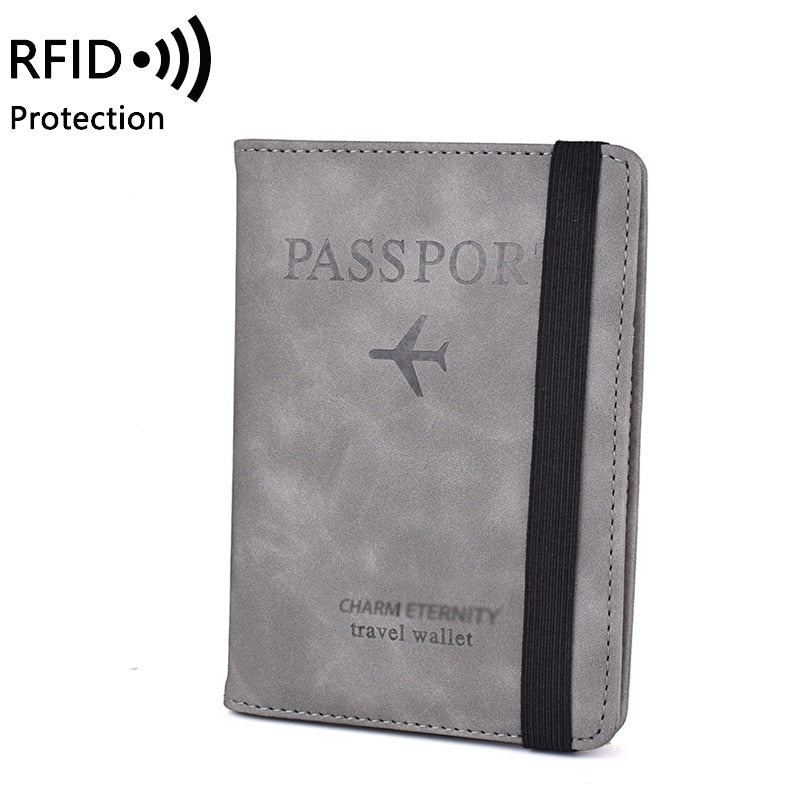 Elastic Band Leather Passport Cover RFID Blocking For Cards Travel Passport Holder Wallet Document Organizer Case Men Women | TageUnlimited