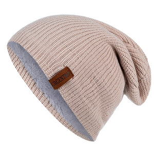 Unisex Letter Beanie Hat Leisure Lined Winter Hats For Men Women Keep Warm Knitted Hat Fashion Solid Ski Bonnet Cap | TageUnlimited