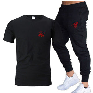 Leisure SikSilk brand MenSet Tracksuit Sportswear Track Suits Male Sweatsuit Short Sleeves T shirt 2 piece set | TageUnlimited