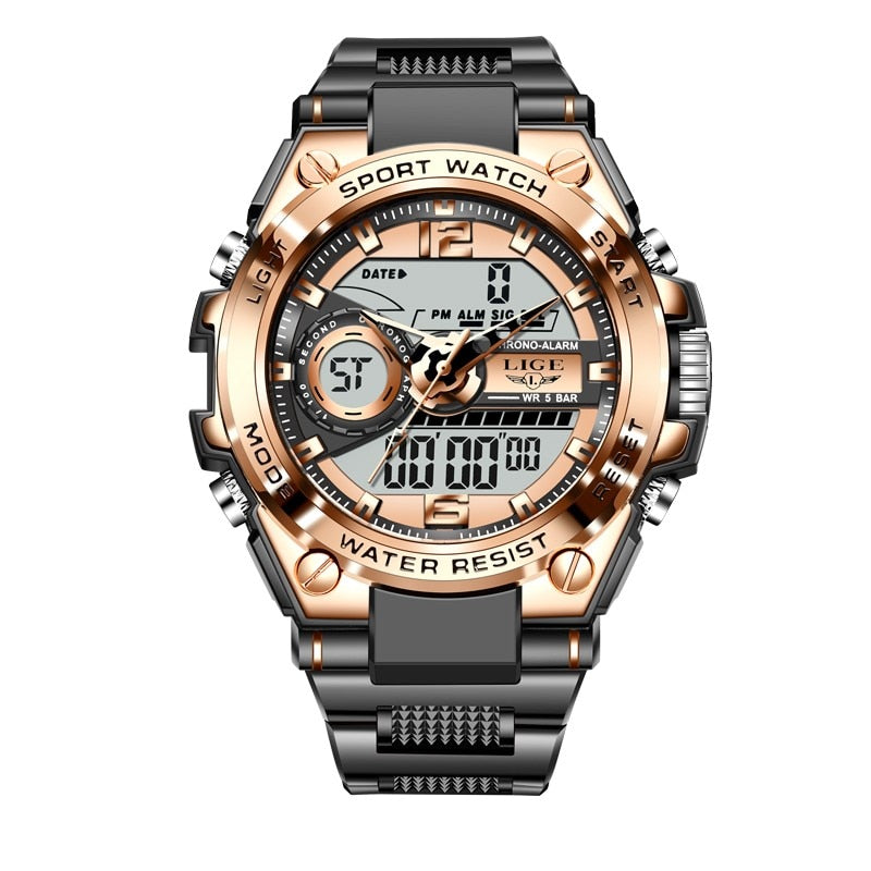 LIGE Digital Men Military Watch 50m Waterproof Wristwatch LED Quartz Clock Sport Watch Male Big Watches Men Relogios Masculino | TageUnlimited