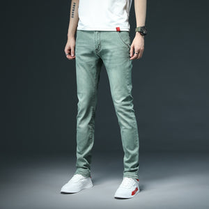 New Men Skinny White Jeans Fashion Casual Elastic Cotton Slim Denim Pants Male Brand Clothing Black Gray Khaki | TageUnlimited