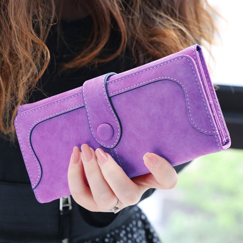 Aliwood Brand Wallets Retro Nubuck Leather Women Long Wallets Clutch Female Hasp Purse Vintage Money Bag Carteira Card Holder | TageUnlimited