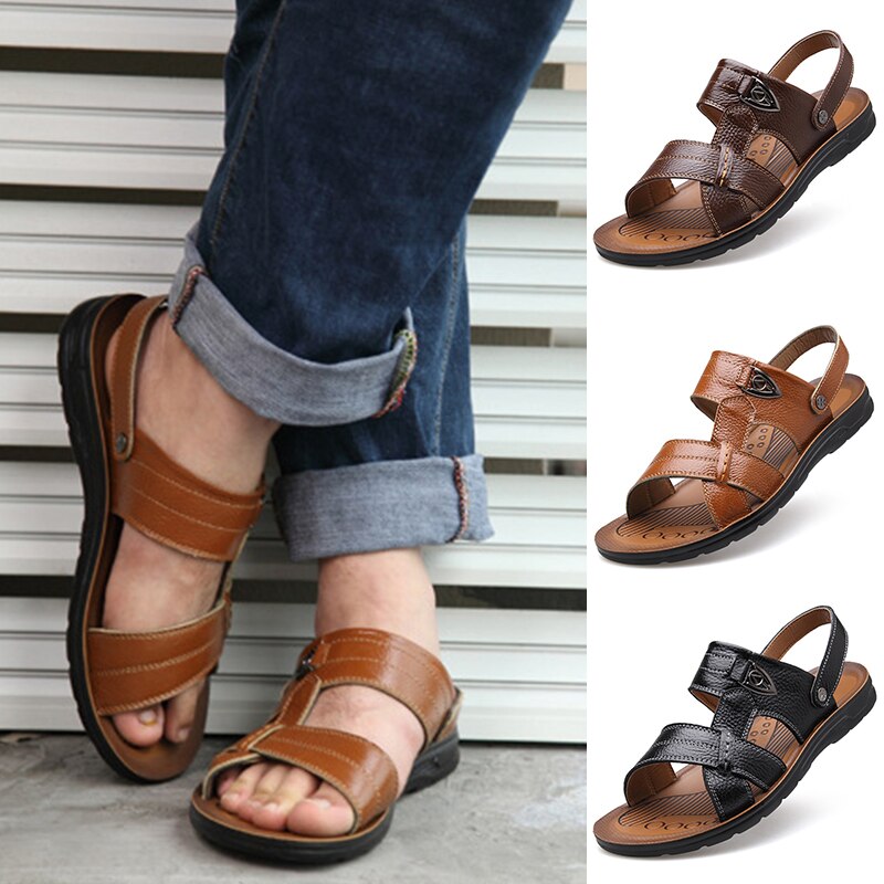Summer Genuine Leather Beach Sandals Men Shoes  Leather Sandals for Men Soft Comfort Outdoor Walking Man Footwear | TageUnlimited