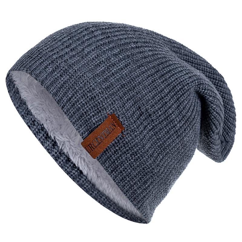 Unisex Letter Beanie Hat Leisure Lined Winter Hats For Men Women Keep Warm Knitted Hat Fashion Solid Ski Bonnet Cap | TageUnlimited