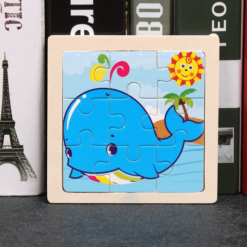 11X11CM Kids Wooden Puzzle Cartoon Animal Traffic Tangram Wood Puzzle Toys Educational Jigsaw Toys for Children GiftS | TageUnlimited