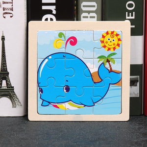 11X11CM Kids Wooden Puzzle Cartoon Animal Traffic Tangram Wood Puzzle Toys Educational Jigsaw Toys for Children GiftS | TageUnlimited