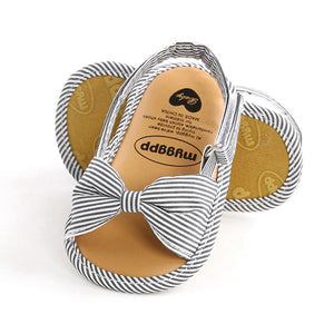 Newborn Toddler Baby Infant Shoes Cute Striped Kids Girl Summer Soft Sole Bow Sandal Shoes 0-18M | TageUnlimited