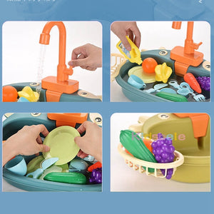 Kids Kitchen Toys Simulation Electric Dishwasher Pretend Play Mini Kitchen Food Educational Summer Toys Role Playing Girls Toys | TageUnlimited