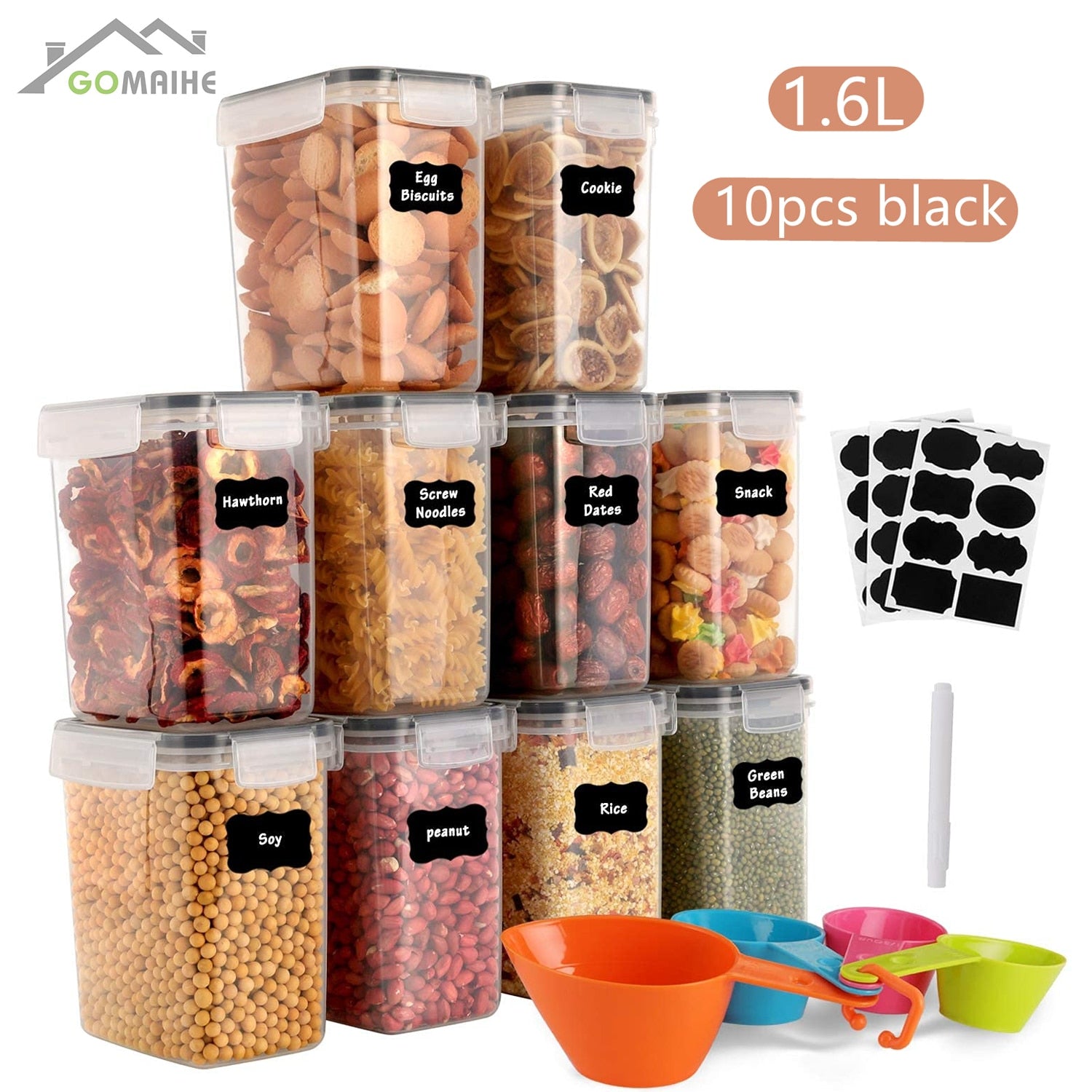 GoMaihe Food containers  Kitchen jars  storage Organization Cereal Dispenser for Storing Pasta kitchen Storage Organizer boxes | TageUnlimited