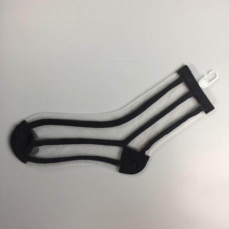 Hipster Harajuku Ankle Ladies Socks Women Fashion Transparent Stripe Short Female Summer Women&#39;s Socks Summer Black White Socks | TageUnlimited