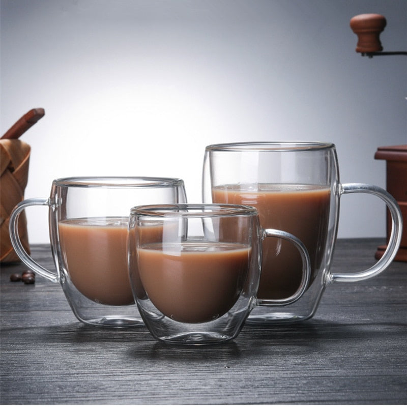 Double Wall Glass Mug Resistant Tea Beer Mug Milk Lemon Juice Cup Drinkware Lover Coffee Cups Mug Gift | 0 | TageUnlimited