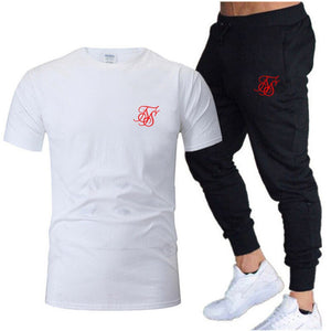 Leisure SikSilk brand MenSet Tracksuit Sportswear Track Suits Male Sweatsuit Short Sleeves T shirt 2 piece set | TageUnlimited
