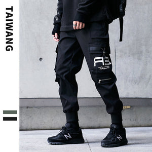 Joggers Cargo Pants for Men Casual Hip Hop Hit Color Pocket Male Trousers Sweatpants Streetwear Ribbons Techwear Pants | 0 | TageUnlimited