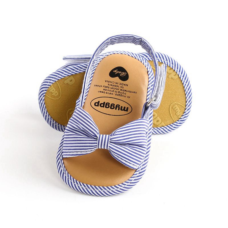 Newborn Toddler Baby Infant Shoes Cute Striped Kids Girl Summer Soft Sole Bow Sandal Shoes 0-18M | TageUnlimited