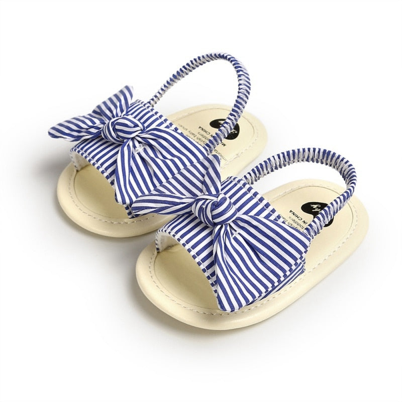 Newborn Toddler Baby Infant Shoes Cute Striped Kids Girl Summer Soft Sole Bow Sandal Shoes 0-18M | TageUnlimited