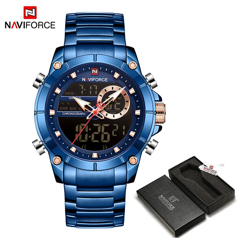 NAVIFORCE Luxury Original Sports Wrist Watch For Men Quartz Steel Waterproof Digital Fashion Watches Male Relogio Masculino 9163 | TageUnlimited