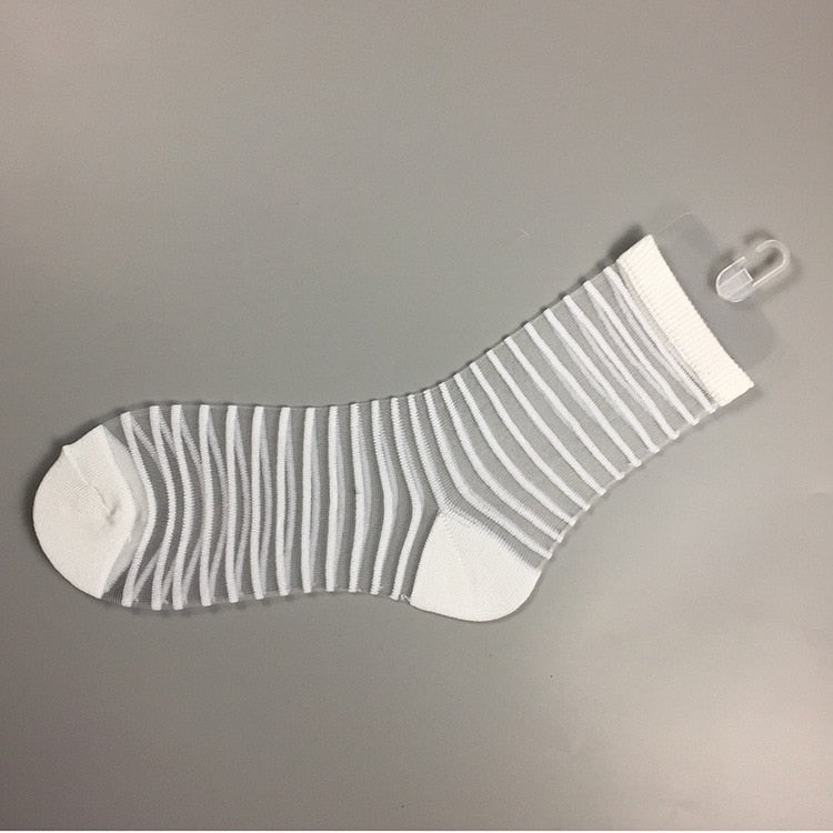 Hipster Harajuku Ankle Ladies Socks Women Fashion Transparent Stripe Short Female Summer Women&#39;s Socks Summer Black White Socks | TageUnlimited
