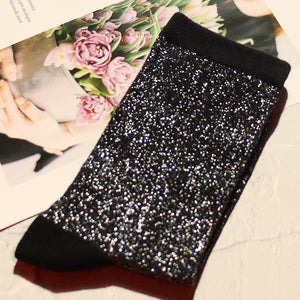 1 pair of gold and silver glitter fashion women's socks summer thin trendy breathable cool socks Korean style personality socks | TageUnlimited