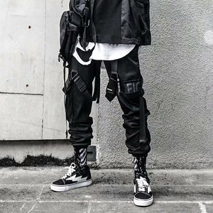 Joggers Cargo Pants for Men Casual Hip Hop Hit Color Pocket Male Trousers Sweatpants Streetwear Ribbons Techwear Pants | 0 | TageUnlimited