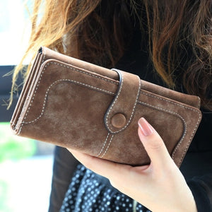 Aliwood Brand Wallets Retro Nubuck Leather Women Long Wallets Clutch Female Hasp Purse Vintage Money Bag Carteira Card Holder | TageUnlimited