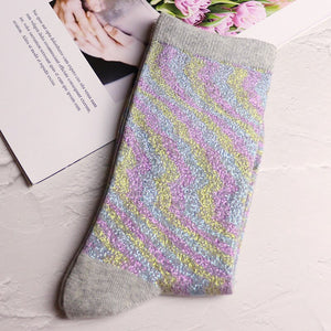 1 pair of gold and silver glitter fashion women's socks summer thin trendy breathable cool socks Korean style personality socks | TageUnlimited