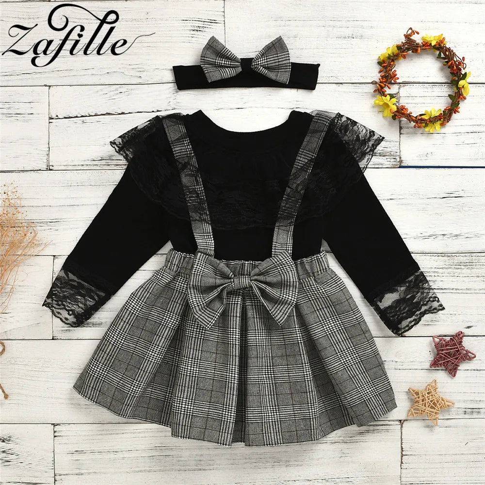 Brother Sister Matching Outfits For Girls and Baby Boy Clothes Set Top+Overalls With Necktie Kids Toddler Girls Clothes