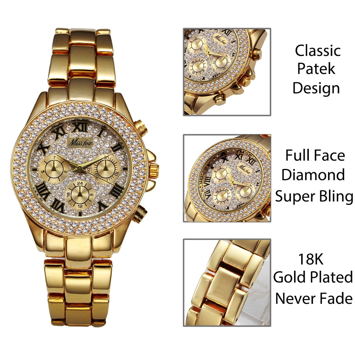 MISSFOX Womens Watch Shockproof Waterproof Luxury Ladies Ar Metal Watch bracelets Rhinestone Bu Cheap Watches Dropshipping | TageUnlimited