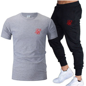 Leisure SikSilk brand MenSet Tracksuit Sportswear Track Suits Male Sweatsuit Short Sleeves T shirt 2 piece set | TageUnlimited