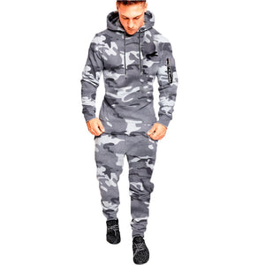 Mens 2 Piece Tracksuit Sweatsuit Jogging Casual Warm Breathable Wicking Fitness Running Sportswear Military Tactical Hoodie+Pant | TageUnlimited