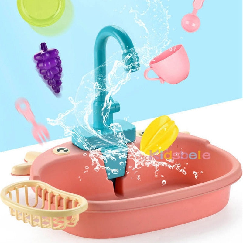 Kids Kitchen Toys Simulation Electric Dishwasher Pretend Play Mini Kitchen Food Educational Summer Toys Role Playing Girls Toys | TageUnlimited