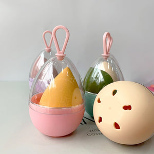 Empty Transparent Puffs Drying Box Storage Case Portable Sponge Stand Cosmetic Egg Shaped Rack Makeup Blender Puff Holder | TageUnlimited