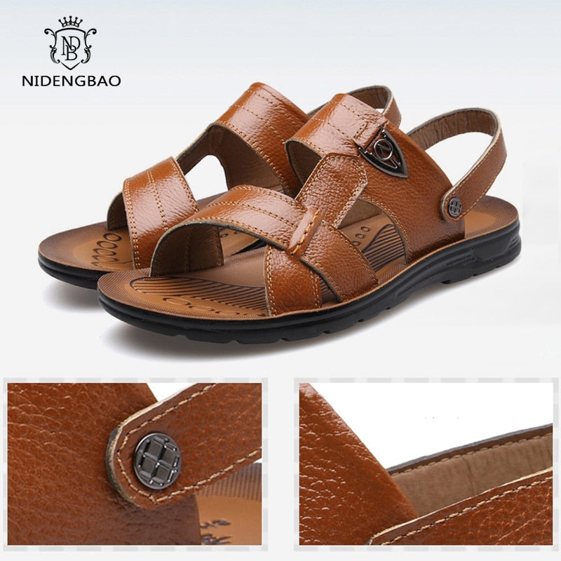 Summer Genuine Leather Beach Sandals Men Shoes  Leather Sandals for Men Soft Comfort Outdoor Walking Man Footwear | TageUnlimited