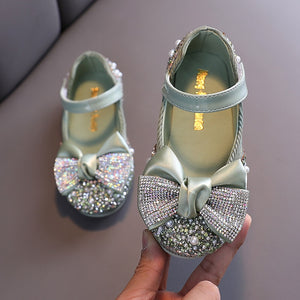 New Children Leather Shoes Rhinestone Bow Princess Girls Party Dance Shoes Baby Student Flats Kids Performance Shoes D785 | TageUnlimited