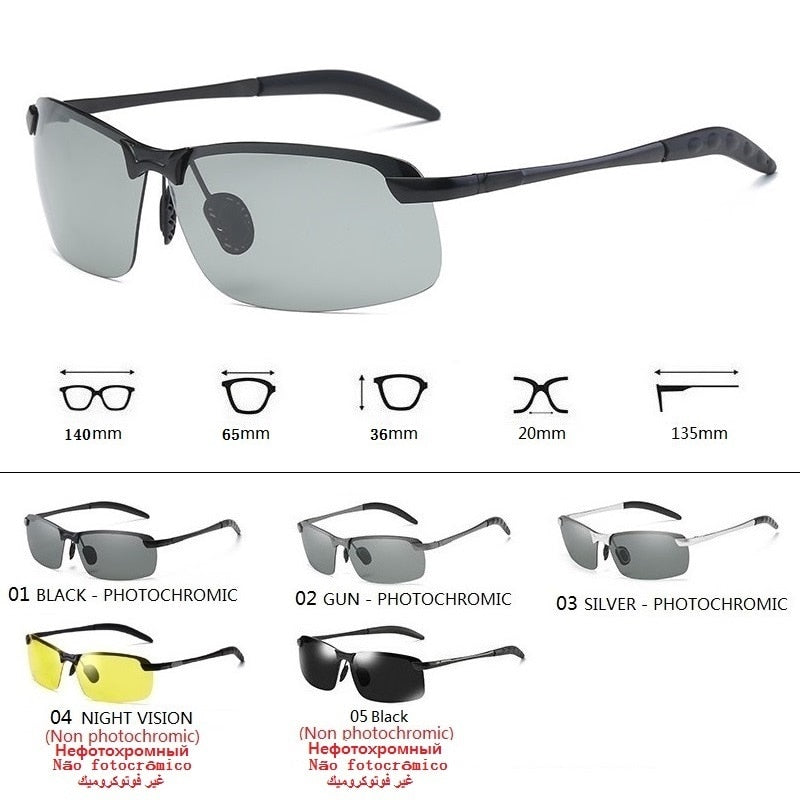Photochromic Sunglasses Men Polarized Driving Chameleon Glasses Male Change Color Sun Glasses Day Night Vision Driver&#39;s Eyewear | TageUnlimited