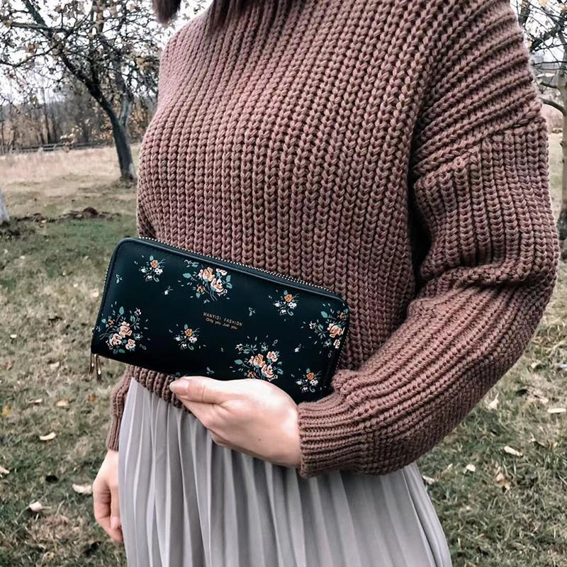 Wristband Phone Purses Women Wallets Splice Female Purse Leather Ladies Long Woman Wallets Big Card Holder Clutch Double Zipper | TageUnlimited