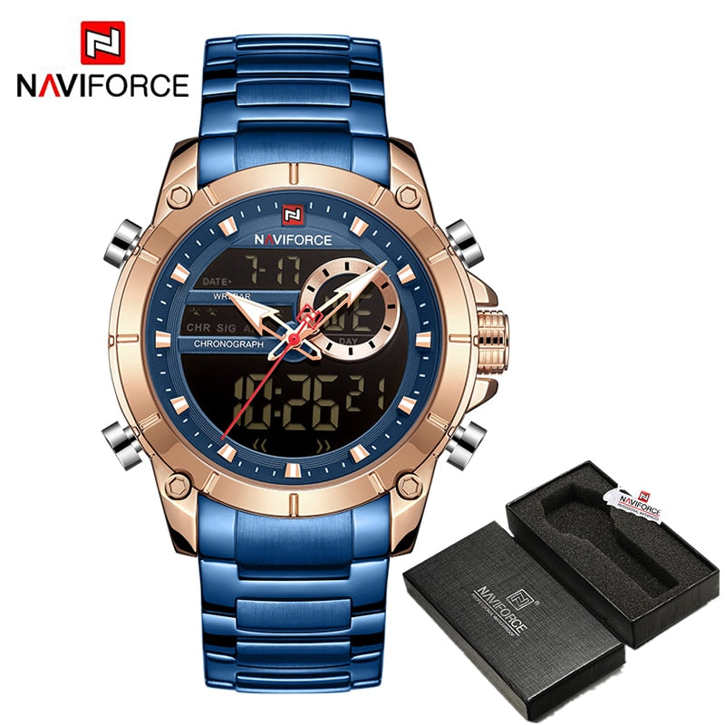 NAVIFORCE Luxury Original Sports Wrist Watch For Men Quartz Steel Waterproof Digital Fashion Watches Male Relogio Masculino 9163 | TageUnlimited