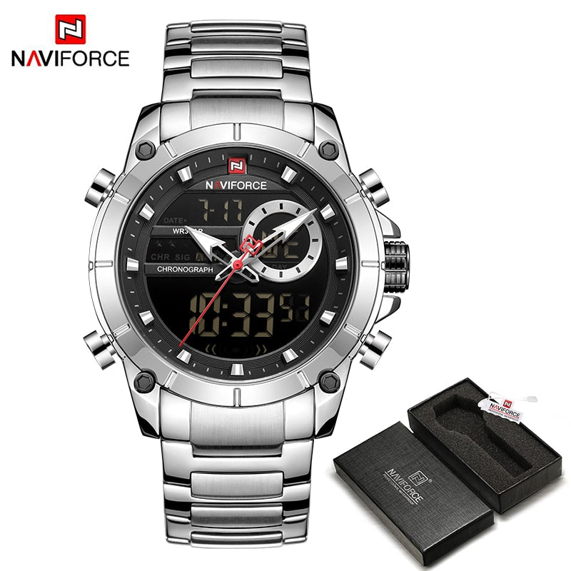 NAVIFORCE Luxury Original Sports Wrist Watch For Men Quartz Steel Waterproof Digital Fashion Watches Male Relogio Masculino 9163 | TageUnlimited