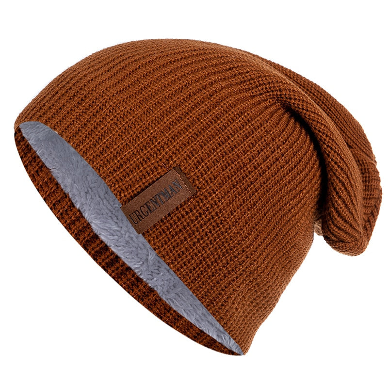 Unisex Letter Beanie Hat Leisure Lined Winter Hats For Men Women Keep Warm Knitted Hat Fashion Solid Ski Bonnet Cap | TageUnlimited