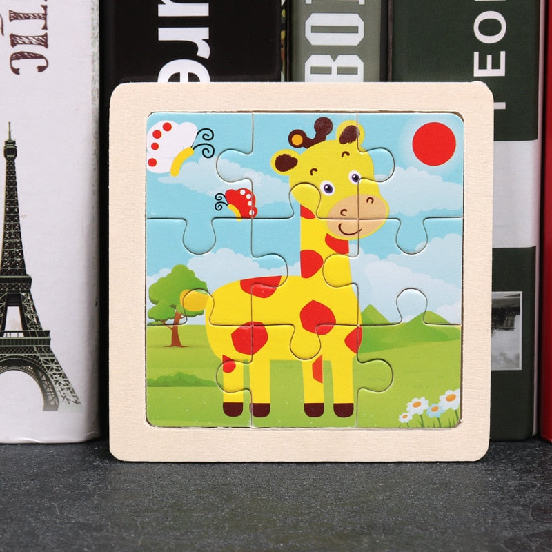 11X11CM Kids Wooden Puzzle Cartoon Animal Traffic Tangram Wood Puzzle Toys Educational Jigsaw Toys for Children GiftS | TageUnlimited