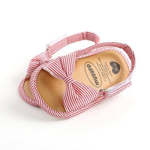 Newborn Toddler Baby Infant Shoes Cute Striped Kids Girl Summer Soft Sole Bow Sandal Shoes 0-18M | TageUnlimited