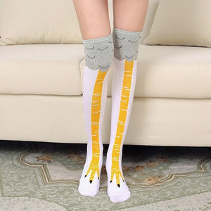Chicken Paws Feet Socks Women Long Socks Funny Cartoon Cotton Creative Chicken Leg Claw Ladies 3D Print Above Knee High Socks | TageUnlimited