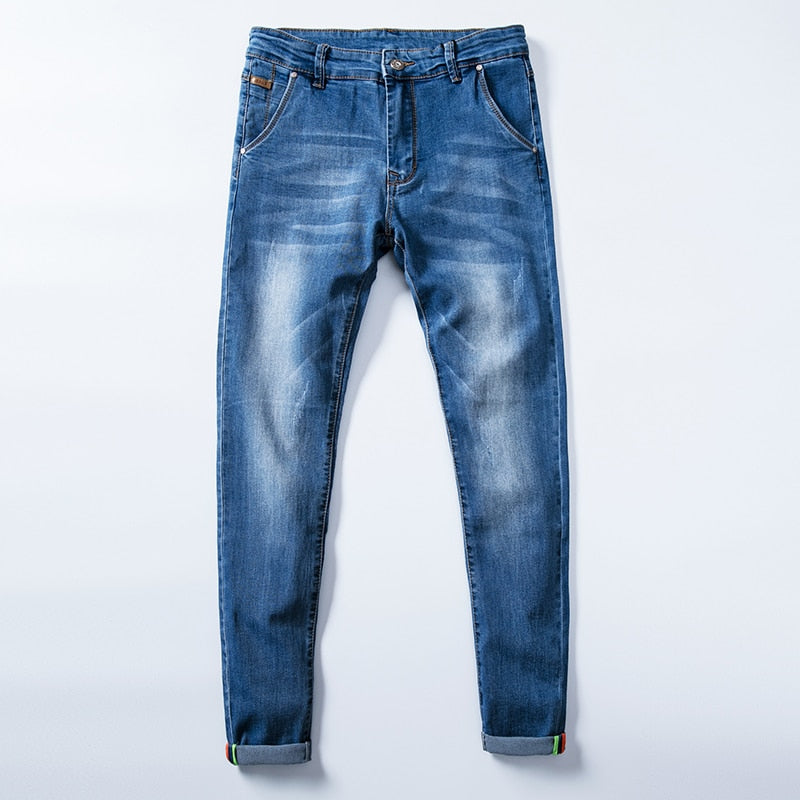 Mens Colored Jeans Stretch Skinny Slim Jeans Men Light Blue Spring Summer Fashion Casual Slim Fit Denim Trousers For Men | TageUnlimited