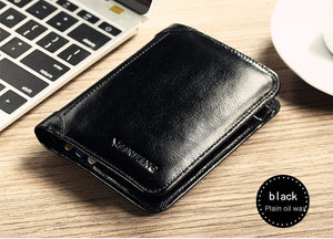 Manbang Men Wallets RFID Genuine Leather Trifold Wallets For Men with ID Window and Credit Card Holder | TageUnlimited