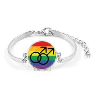 LGBT Bracelet Bisexual Pride Flag Symbol Bracelet Wrist Band Cuff Fashion Charm For Gays Bisexuals Transgender LOGO Gifts Metal