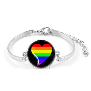 LGBT Bracelet Bisexual Pride Flag Symbol Bracelet Wrist Band Cuff Fashion Charm For Gays Bisexuals Transgender LOGO Gifts Metal